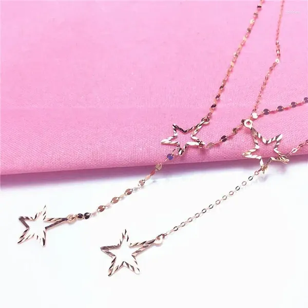 Collane con ciondolo Puro russo 585 viola placcato oro 14k rosa tendenza moda brillante stella a cinque punte catena collare gioielli da donna classici