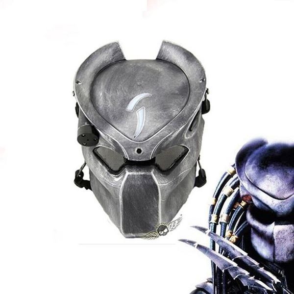 Alien Vs Predator Lonely Wolf Mit Lampe Outdoor Wargame Taktische Vollgesichts CS Halloween Party Cosplay Horror Maske Y200103292M