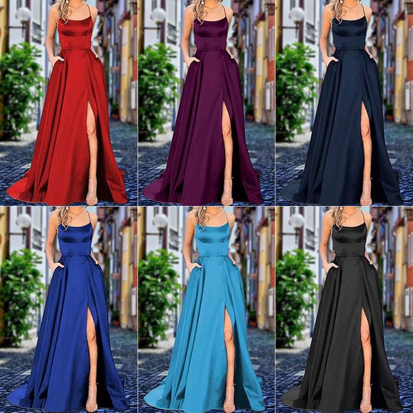 Parti Dresse Spagetti kayış saten balo elbisesi uzun zarif nane yeşil sırtsız yaz a-line maxi gece elbisesi vestidos gala 230222