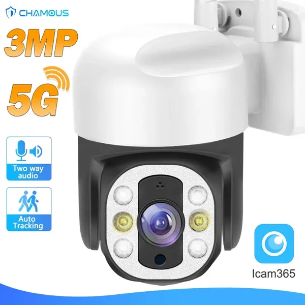 Câmera IP WiFi 3MP Câmera de segurança com rastreamento automático Mini vigilância por vídeo 1080P Speed Dome Outdoor ICAM365 APP H.265