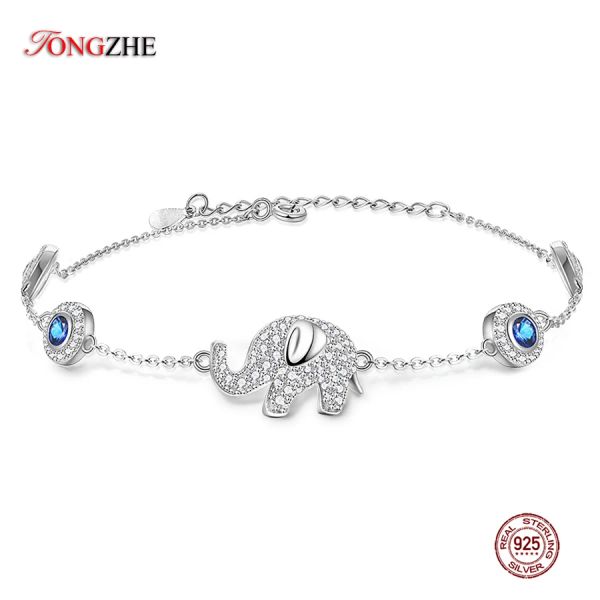 Bangles Tongzhe Chams Elefante Azul Pedra Evil Eye Pulseiras Para Mulheres 925 Sterling Silver Hamsa Mens Pulseiras Bohemian Jóias