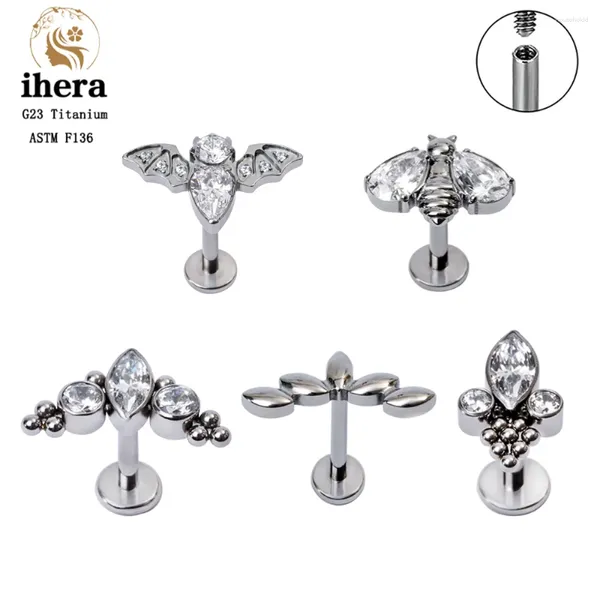 Stud Küpe G23 Titanyum Piercing Kadınlar için 16g Dahili İplik CZ Zirkon Kulak Kıkırdağı Tragus Helix Dudak Takı