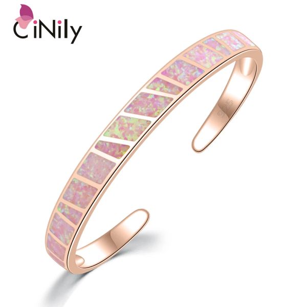 Braccialetti CiNily Rosa Opale di Fuoco Pietra Braccialetti Aperti Braccialetti Minimalisti Regolabili in Oro Rosa Gioielli Migliori Regali per Ragazza Donna