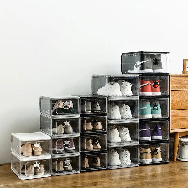 Акриловые коробки для хранения кроссовок, складной шкаф для хранения обуви, фантастический кирпич, прозрачный пластиковый пылезащитный шкаф для обуви, инструмент для хранения 240129