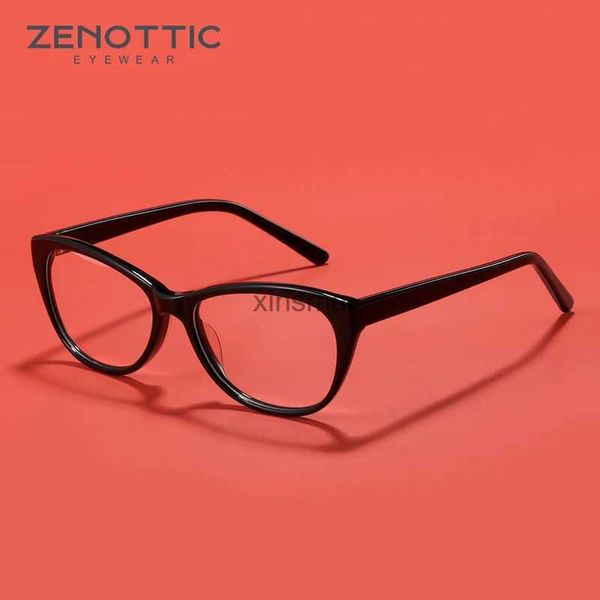 Sonnenbrille ZENOTTIC Vintage Cat Eye Brillengestell Damenmode Acetat Transparente optische Myopie Brille Markendesigner Brillengestelle YQ240131