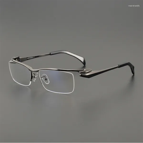 Sonnenbrillenrahmen Reines Titan Business Halbrandlose Brillengestell für Männer Halbrahmenlose optische Brillen Männlich Ultraleicht