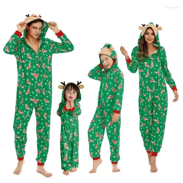 Indumenti da notte da donna 2024 Natale Abiti coordinati per la famiglia Stampa alce Madre Padre Abbigliamento per bambini Set Pagliaccetto per bambini Pigiama Natale Look