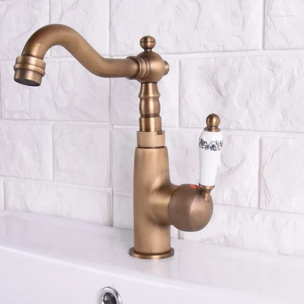 Rubinetti per lavandino del bagno Rubinetto in ottone Miscelatori monocomando e acqua fredda ruotabili per lavabo con montaggio su piano Lsf112