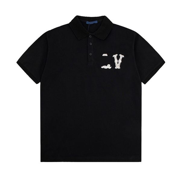 SS24 Show Herren Damier Jacquard Cotton Pique Smart Black Polo mit gestickten Patch -Männern Freizeit -Sport -Polos -Shirt Tennishemd Oversize Polo 1afjel