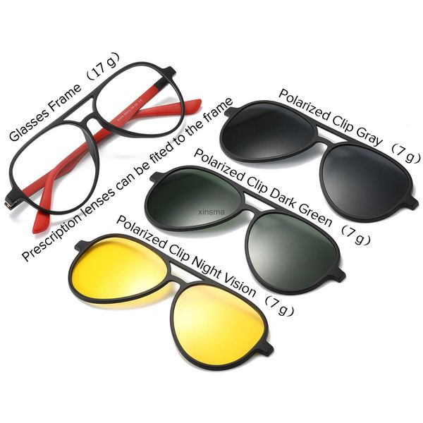 Occhiali da sole polarizzati aeronautici clip magnetici su occhiali montatura da uomo miopia occhiali da vista montatura ottica visione notturna clip occhiali da sole YQ240131