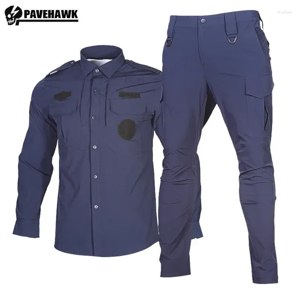 Homens Tracksuits Secagem Rápida Workwear Terno Homens Combate Militar Elástico Conjunto de Treinamento Tático Multi Bolso À Prova D 'Água Homem Pessoal de Segurança