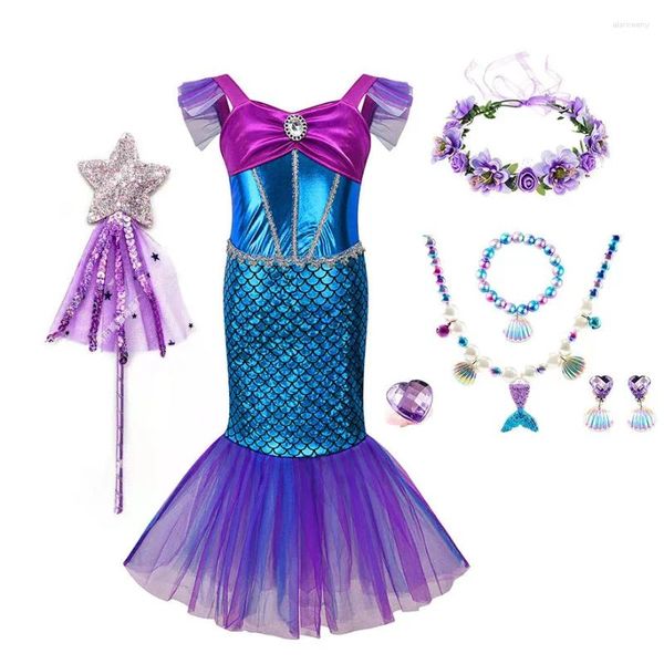 Mädchen Kleider Mädchen Meerjungfrau Set Kinder Prinzessin Kleid Geburtstag Party Halloween Dressing Kostüm Für Kinder