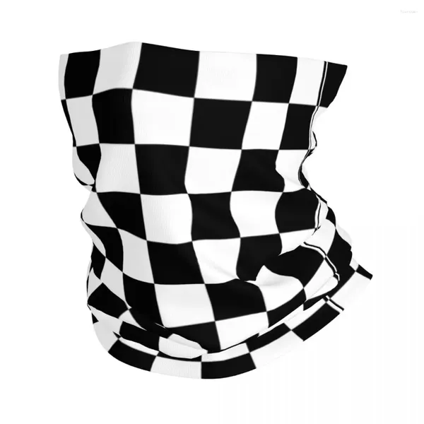 Lenços preto e branco xadrez bandana pescoço gaiter impresso balaclavas envoltório cachecol quente ciclismo pesca unisex adulto respirável