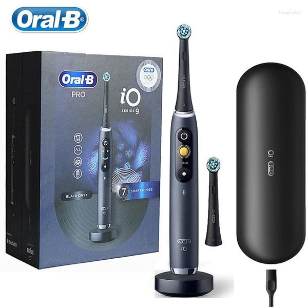 Oral B IO Serie 9 3D Smart Electric Zahnbürstendrucksensor sichtbarer Timer AI Tracking Pinsel 7 Modi mit Ladung Fahrt Hülle