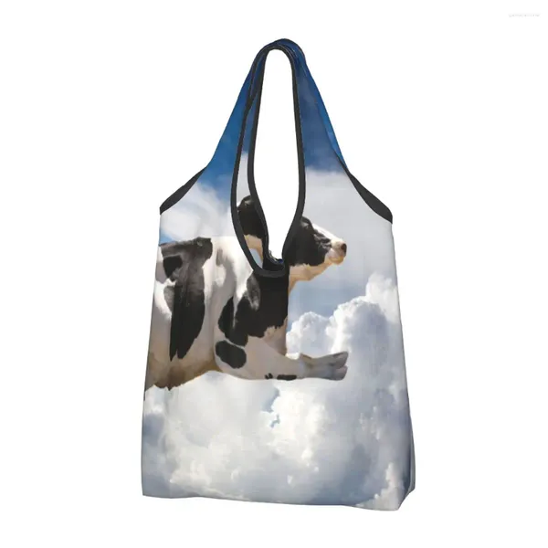 Borse per la spesa che volano sopra le nuvole Borsa a tracolla casual da donna Super Cow Borsa di grande capacità Borse pieghevoli per riporre oggetti portatili