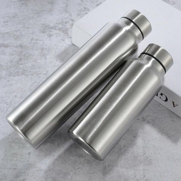 Garrafas de água 2024 650 / 1000ml Garrafa térmica de aço inoxidável Caneca Leak_Proof Thermosmug Single Wall Vácuo Camping Gym Metal Flask