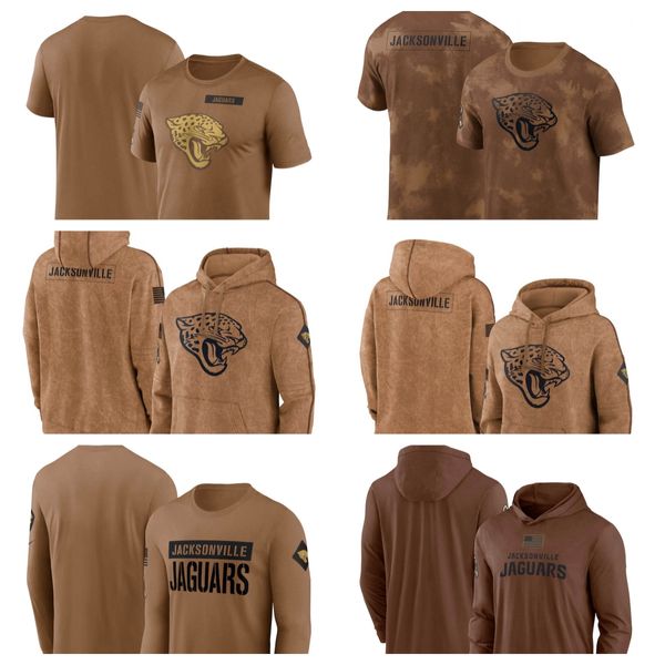 Felpa con cappuccio Jacksonville''Jaguars''Men Donna Youth''Marrone 2023 Salute To Service Club Pullover Felpa con cappuccio