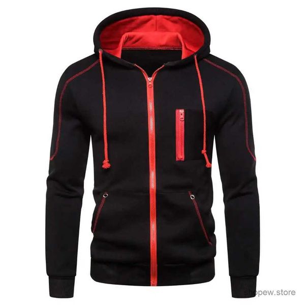 Herren-Kapuzenpullover, Sweatshirts, Herren-Kapuzenpullover, Schwarz, Weiß, Armeegrün, Rot, Kapuze, Farbblock-Fleece, coole Freizeitkleidung für den Winter, Bekleidung, Kapuzenpullover, Sweatshirts