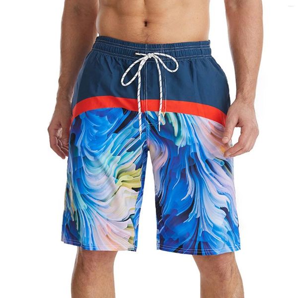 Shorts masculinos para homens y2k vintage neon print troncos secagem rápida solta surf moda casual praia à beira-mar