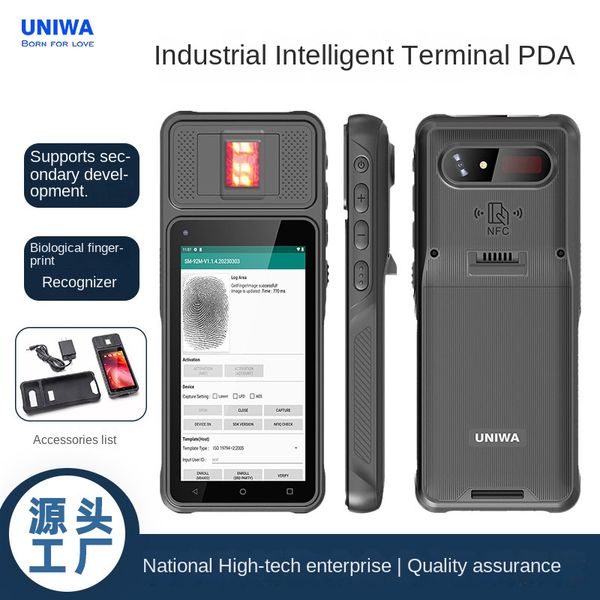 PDA portatile transfrontaliero Terminale intelligente Scansione codici a barre Raccoglitore dati di magazzino Identificazione impronte digitali NFC Inventario Telefono cellulare