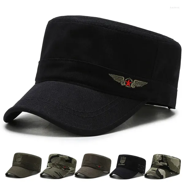 Cappellini da ballo 2024 Stati Uniti Star e US ARMY Cappelli militari Camouflage Cappello a cilindro piatto Uomo Cotone USA Ricamato Camo