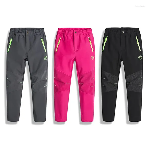 Pantaloni 2024 Pantaloni caldi da esterno per bambini Pile polare Russo Inverno Neve Bambini Ragazze Ragazzi Sci antivento impermeabile