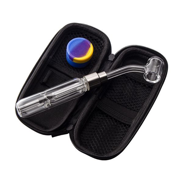 Glassvape666 NC023 Vidro Bong Bubbler Tubos Saco Conjunto 510 Titânio Quartzo Cerâmico Prego Dabber Ferramenta Jarra de Silicone Portátil Caso Dab Rig Fumar Cachimbo