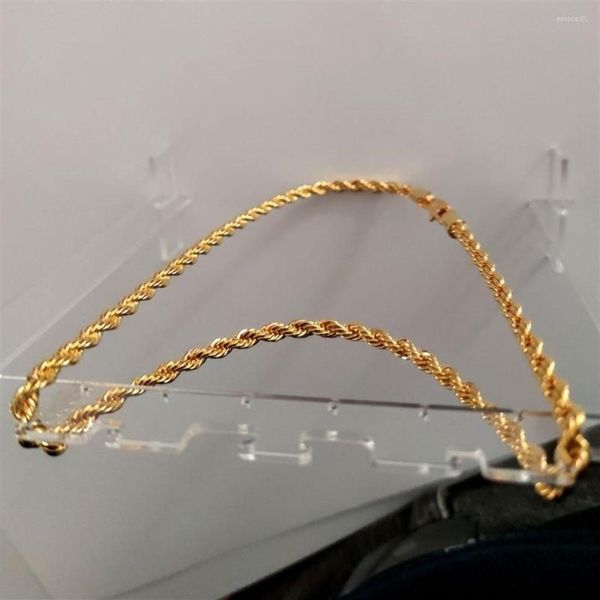 Colares Pingente Real 24k Ouro Amarelo GF Diamante Corte Ed Sólido XP Jóias Fantasia Imagem Original Mens Grosso 6mm Corda Chain2334