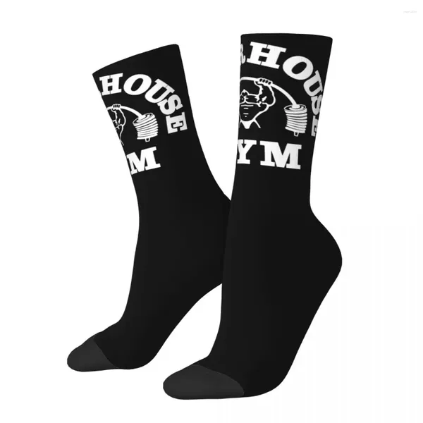 Meias masculinas powerhouse ginásio motivação quente moda musculação fitness esportes novidade coisas meio tubesocks pequenos presentes