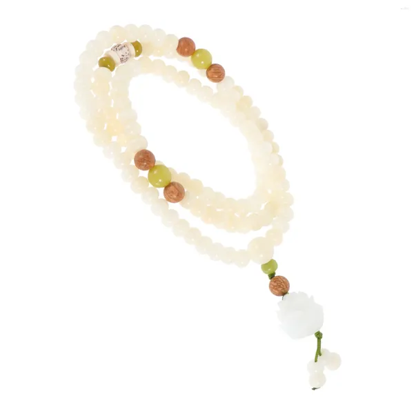 Charme pulseiras branco jade bodhi pulseira jóias para mulheres rosário contas de sementes naturais