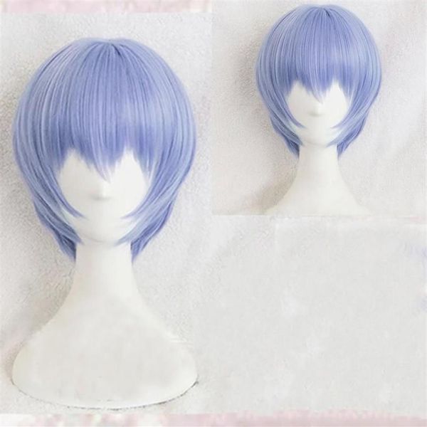 Другие товары для вечеринок EVA Ayanami Rei Парик Короткие светло-голубые термостойкие синтетические волосы Головные уборы для косплея Haripins Cap245m