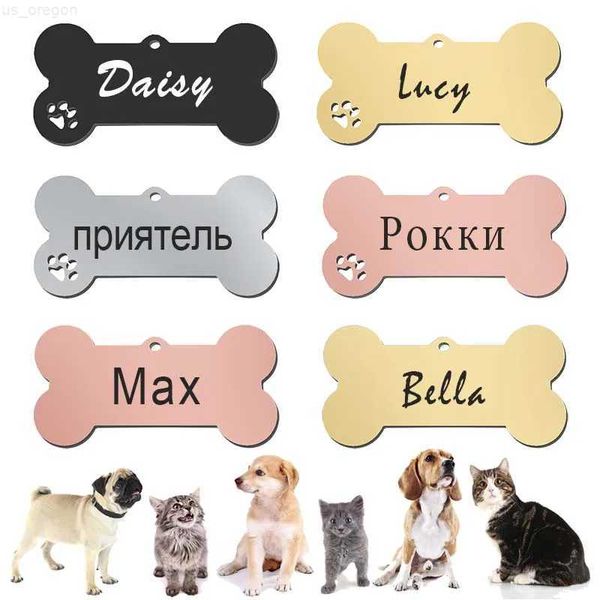 Coleiras para cães coleiras para animais de estimação, etiqueta de identificação personalizada, nome gravado para cachorro, gato, filhote de cachorro, chaveiro, pingente, acessórios de colar de osso