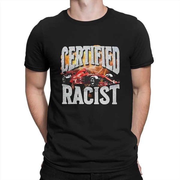 Herren-T-Shirts RACIST Herren-T-Shirts Zertifizierter Rassist Lustige T-Shirts Kurzarm-T-Shirt mit rundem Kragen Reine Baumwolle Geschenkidee Kleidung