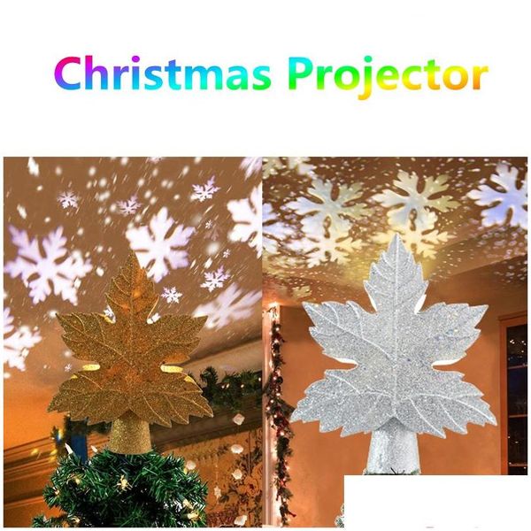 Decorazioni natalizie Decorazione a LED Ornamenti per topper per albero Luci stellate di Natale Proiettore Fata Cielo Stella Fiocco di neve Proiezione laser De Dhwtw