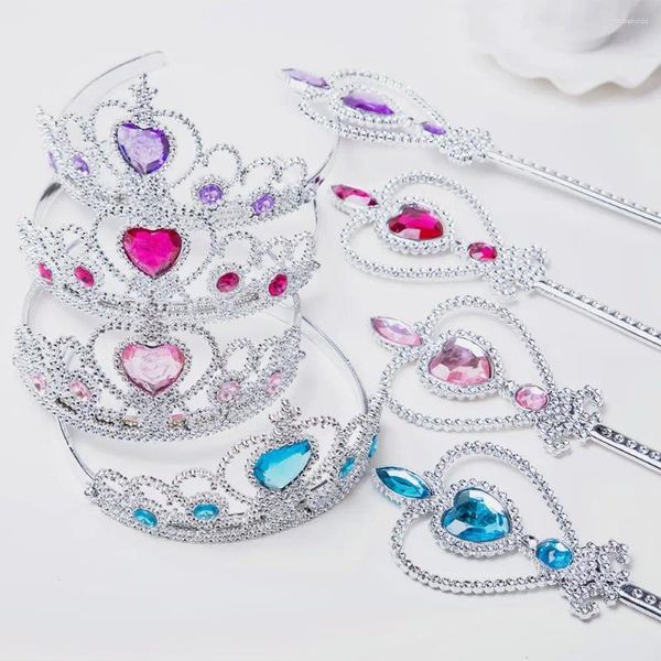 Haarschmuck Halloween Mädchen Kopfschmuck Prinzessin Krone Zauberfee Zauberstab für Kinder Cosplay Schnee Eiskönigin Kämme