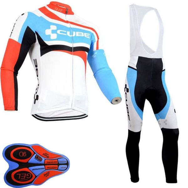 Primavera Autunno CUBE Team Maglia da ciclismo da uomo Set Camicie a maniche lunghe e pantaloni Tuta mtb Abiti da bici Uniforme da bicicletta da corsa Outdoor S258g