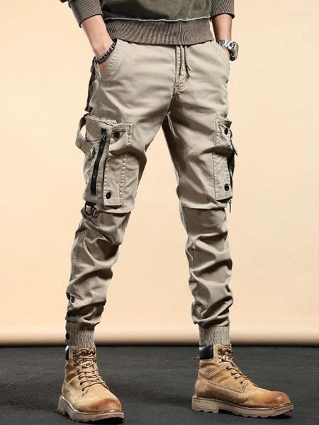 Pantaloni da uomo Casual Multi-Tasche Cargo da Uomo Tattico Militare Dritto Allentato Harem Tuta da Uomo Pantaloni in Cotone con Cerniera