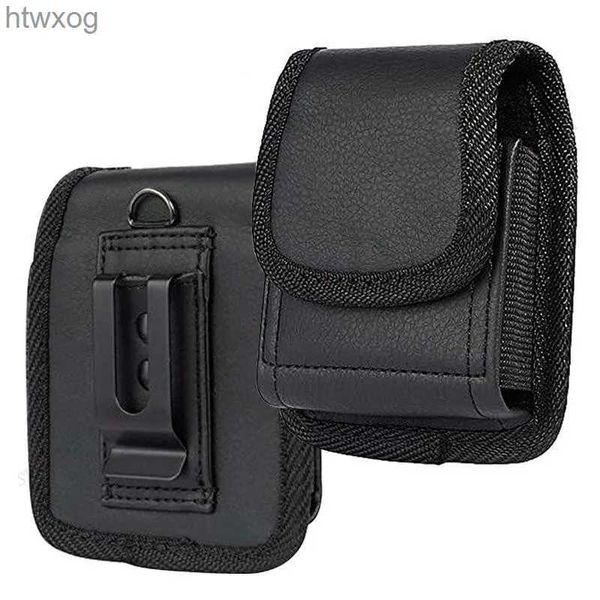 Bolsas de telefone celular Bolsa de telefone de couro para Samsung Z Flip 3 5G Cinto Clipe Coldre Oxford Pano Capa de telefone para Galaxy Z Flip3 5G SM-F711B Bolsa de cintura YQ240131