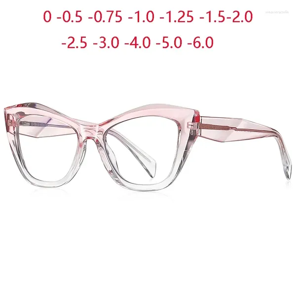 Sonnenbrille Progressive Rosa Rahmen Cat Eye Kurzsichtige Brillen Frauen Federscharnier TR90 Myopie Brillen 0 -0,5 -0,75 bis -6,0