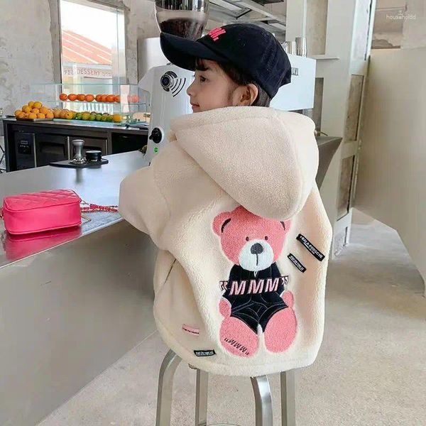 Giacche Moda Bambina Giacca invernale In lana di agnello spessa Neonato Bambino Caldo Cappotto simile a pecora Capispalla in cotone 4-15 anni