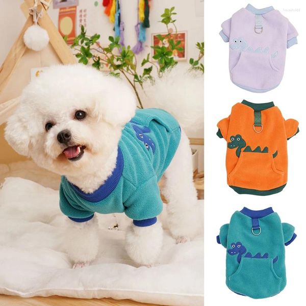 Cão vestuário inverno velo roupas para animais de estimação filhote de cachorro camisola quente camisa com bolso macio pulôver pequeno casaco suprimentos