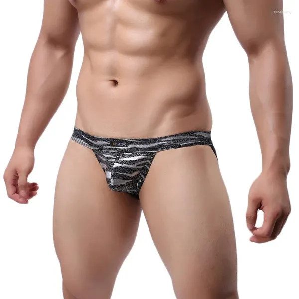 Mutande di marca sexy slip stampati leopardati perizoma uomo estate sottile biancheria intima traspirante custodia convessa divertente perizoma tentazione gay