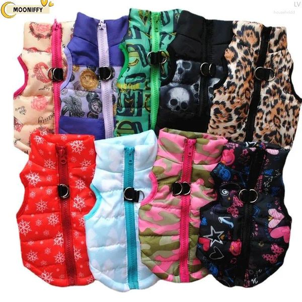 Abbigliamento per cani Abbigliamento invernale caldo per cuccioli Cappotto Giacca Stampa teschio leopardato Antivento Animali domestici Set Pomerania Chihuahua Natale