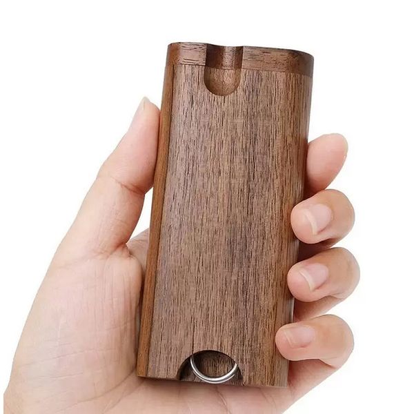 custodia portatile in legno di noce per pipa per fumare con un battitore, coperchio per pipistrelli, custodie per opere d'arte fatte a mano, accessori per portasigarette