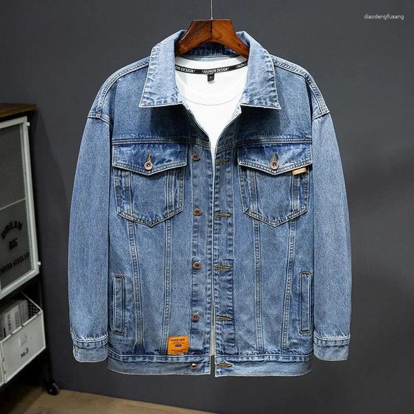 Männer Jacken 2024 Frühling Herbst Denim Jacke Männer Lose Jean Mäntel Einreiher Casual Herren Plus Größe 7XL