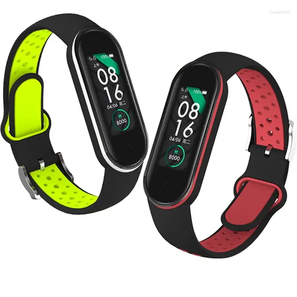 Uhrenarmbänder Gürtel für Xiaomi Mi Band 5 6 Zweifarbiges Silikonarmband Sport Atmungsaktives Armband Miband Miband6 Ersatzarmband