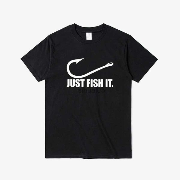 Herren-T-Shirts, lustiges Love Fishing, sportliches T-Shirt, Männer und Frauen, Just Fish It, lustiges T-Shirt, kurze Ärmel, Hip Hop, O-Ausschnitt, Baumwolle, T-Shirt, übergroßes T-Shirt