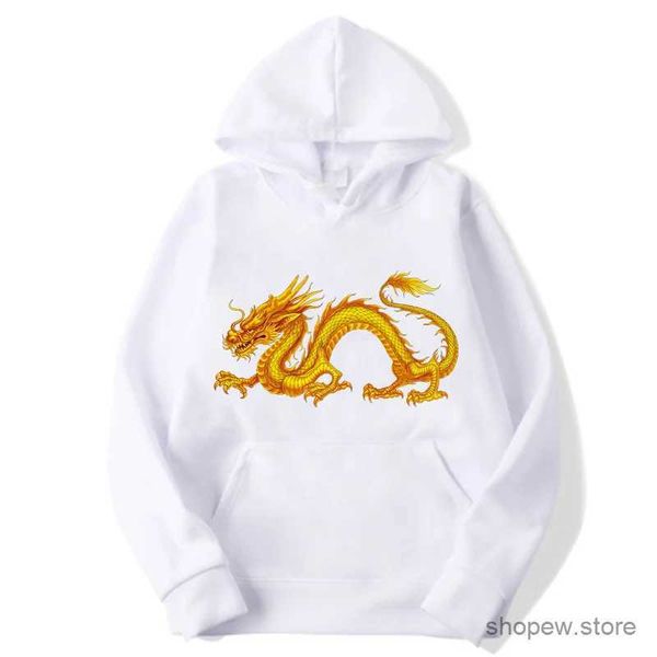 Moletom Com Capuz Masculino Moletons 2024 Mens Casual Moletom China Golden Dragon Moda Impresso Gráfico Hoodie Manga Comprida Dragão Ano Homens Roupas Streetwear