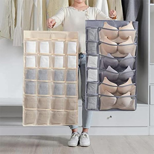 Caixas de armazenamento artefato de dupla face pendurado saco guarda-roupa roupa interior meias classificação sutiã