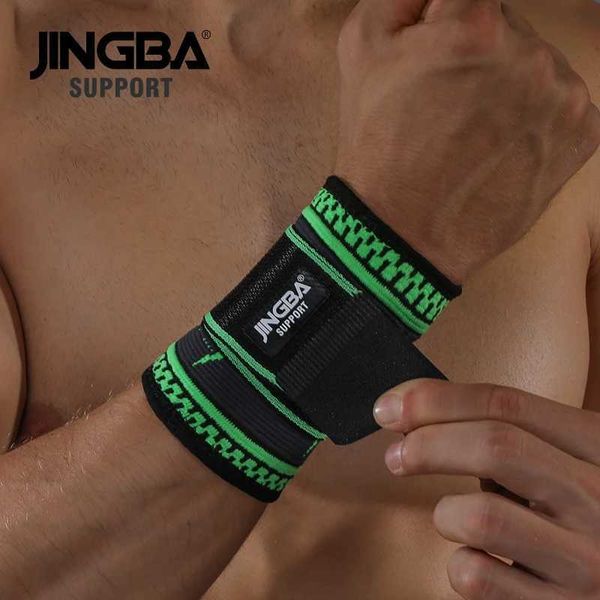 Suporte de pulso JINGBA SUPORTE Novo suporte de pulseira de nylon Bandagem de fitness Suporte de pulso Equipamento de proteção pulseira masculina Tênis Badminton Brace YQ240131